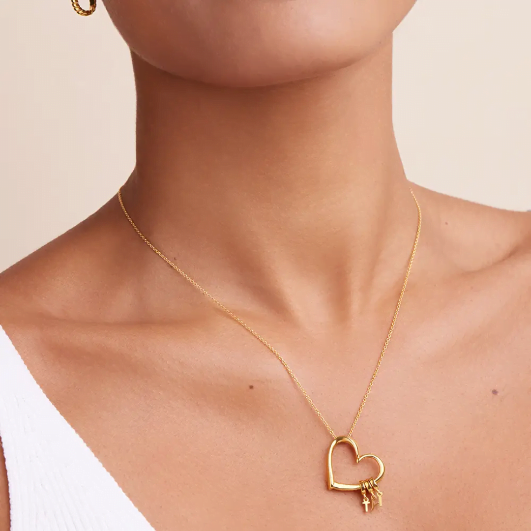 Heart Necklace with Drop Initials